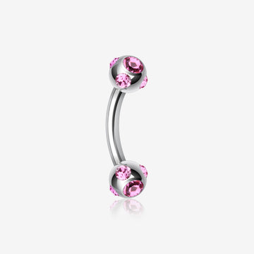 Aurora Gem Ball Curved Barbell Eyebrow Ring-Pink